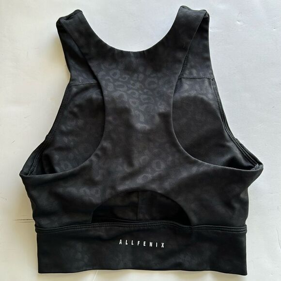 All Fenix Women Black Liquid Leopard Racerback Sporty Sports Bra Top‎ Size Small - Picture 2 of 13